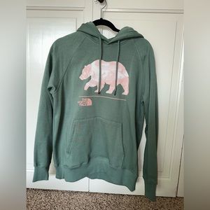 The North Face green and pink hoodie. Never worn. Size medium.